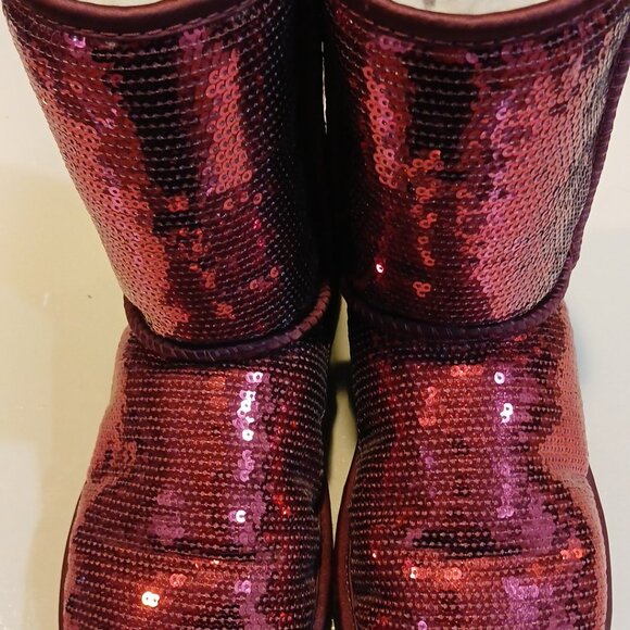 Vintage UGGS Sparkly Red Sequin Boots - Picture 1 of 4